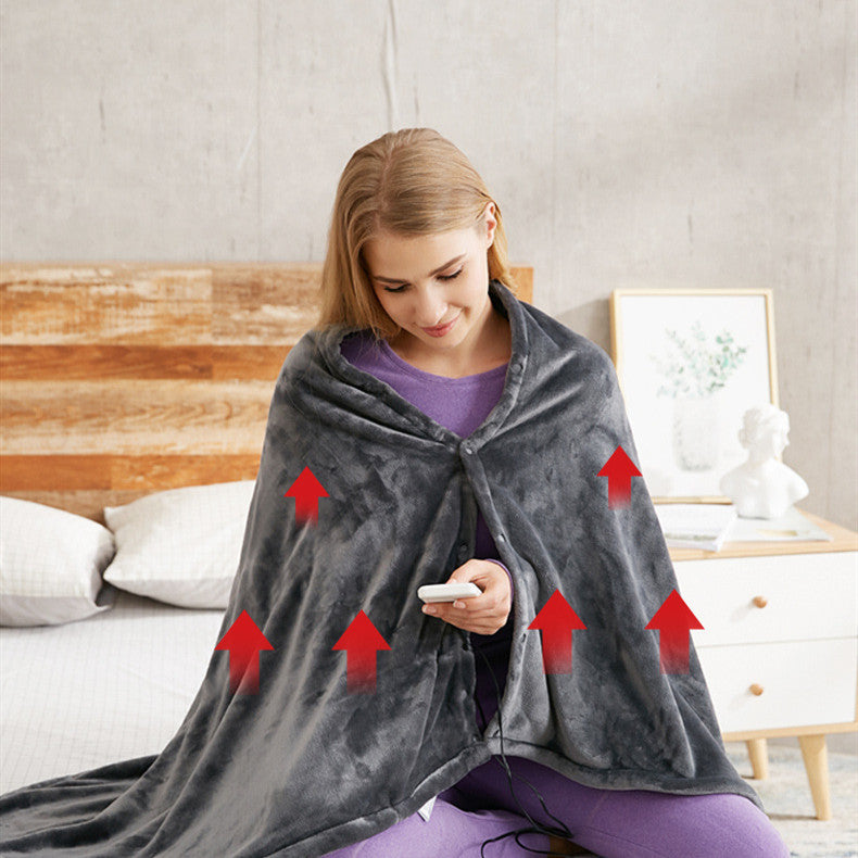 Eluppvärmd poncho i mjukaste korallfleece