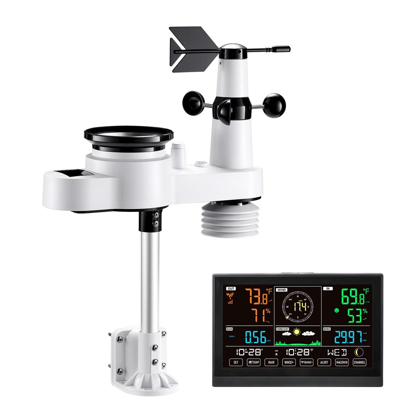 🌦️ WiFi Väderstation 5-i-1 & 7.5” HD-Display
