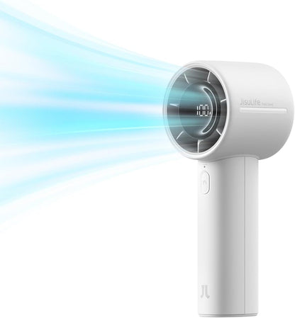 JISULIFE Handheld Turbo Fan, 5000mAh Rechargeable Portable Fan, Up to 28H Runtime, 5-Speed Powerful Airflow, Mini Personal Fan for Travel Outdoor Camping Beach Makeup, Gifts for Women, Men (Gray)