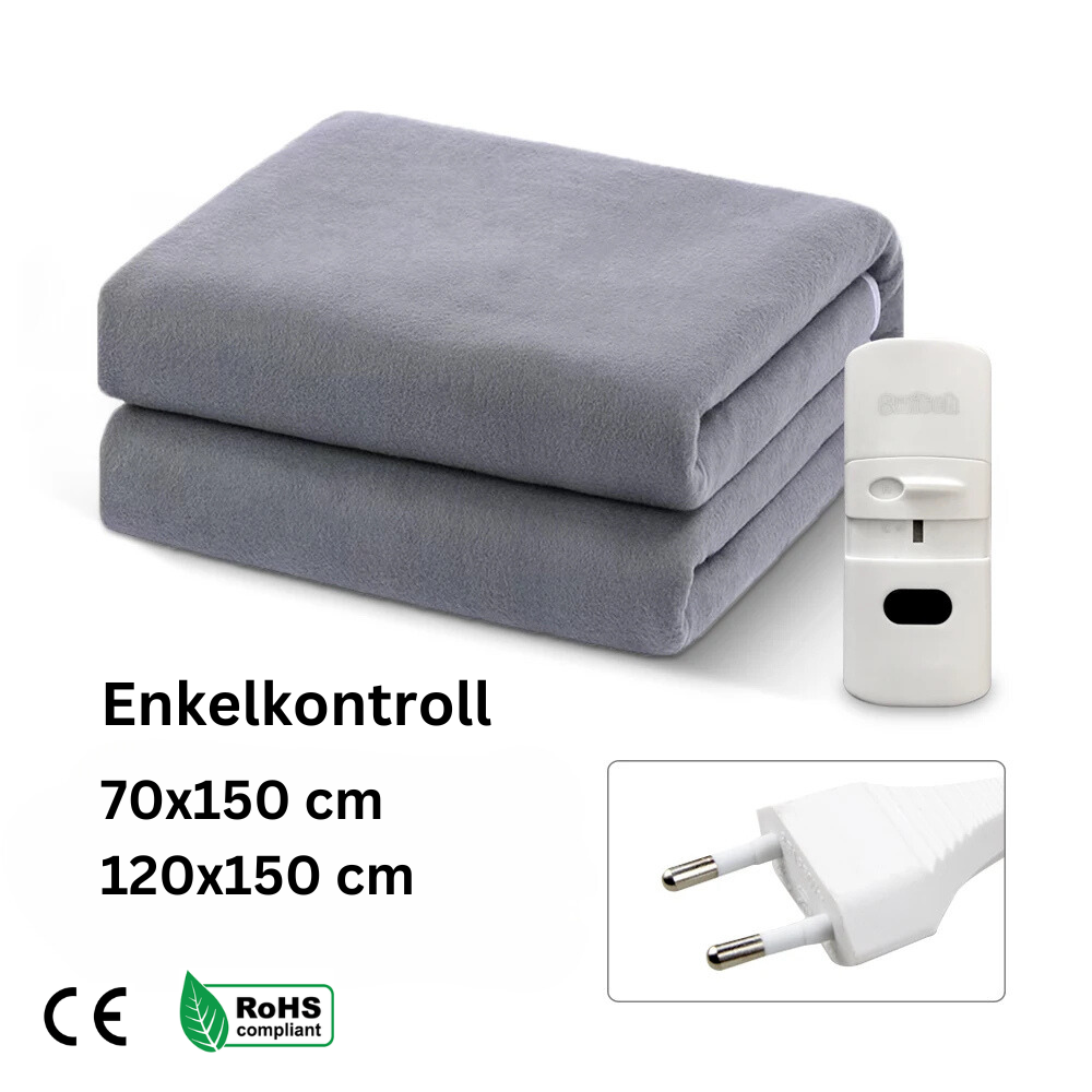 Eluppvärmt madrasskydd enkelsäng grå
