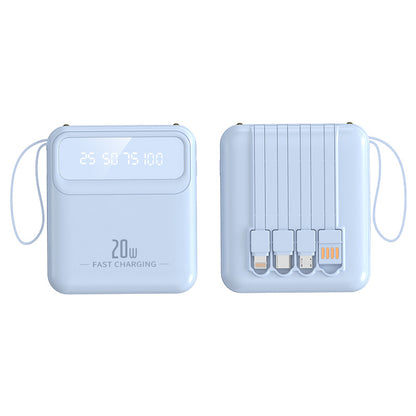 Mini powerbank 20 000 mah med inbyggda sladdar