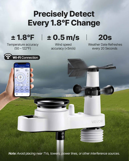 🌦️ WiFi Väderstation 5-i-1 & 7.5” HD-Display