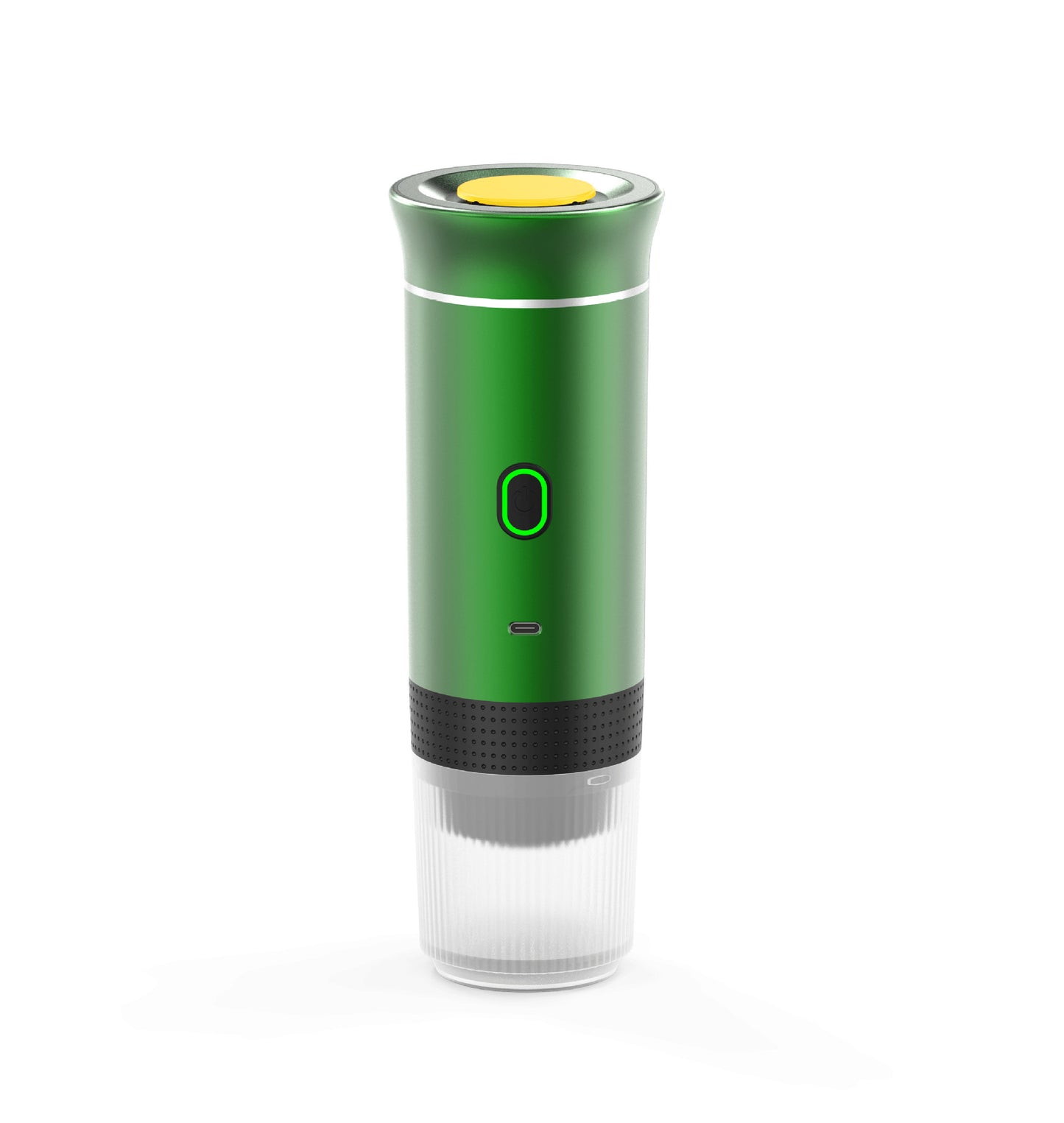 Bärbar 3-i-1 espressomaskin för kapslar, malet kaffe och pods – perfekt för resor och camping.